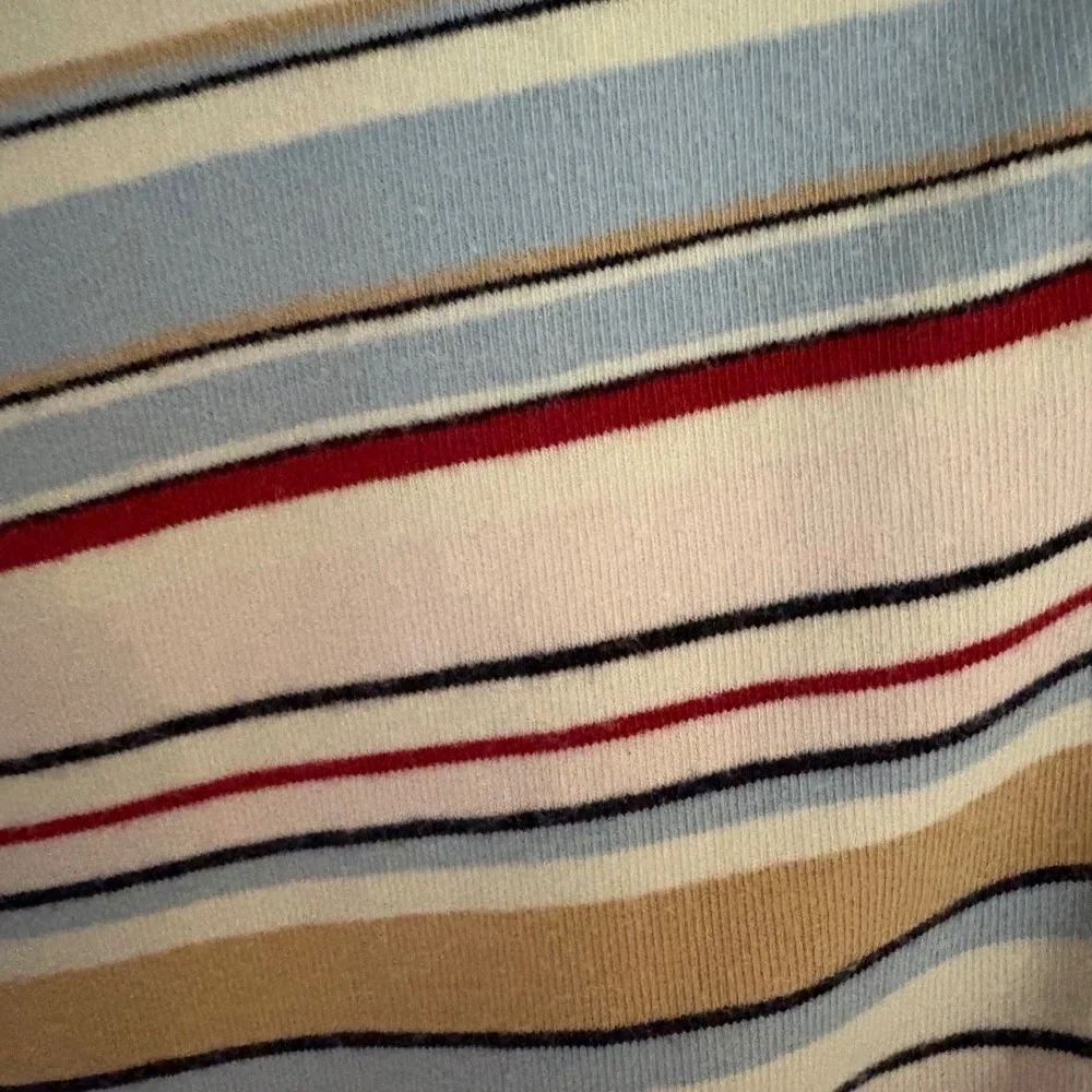 Vintage‎ Y2K Tommy Hilfiger Striped Cardigan Sweater Blue Cream Preppy Women's L